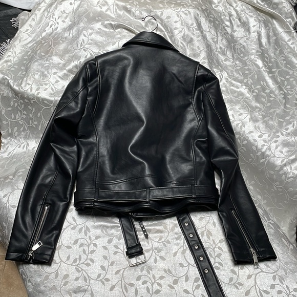 Rebecca Minkoff black size Large Moto Jacket large vegan leather - Picture 4 of 8